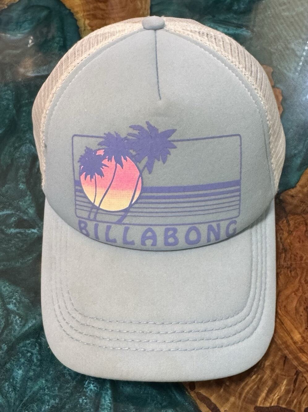 Billabong light blue classic graphic surf hawaii Snapback Hat Surf mesh cap